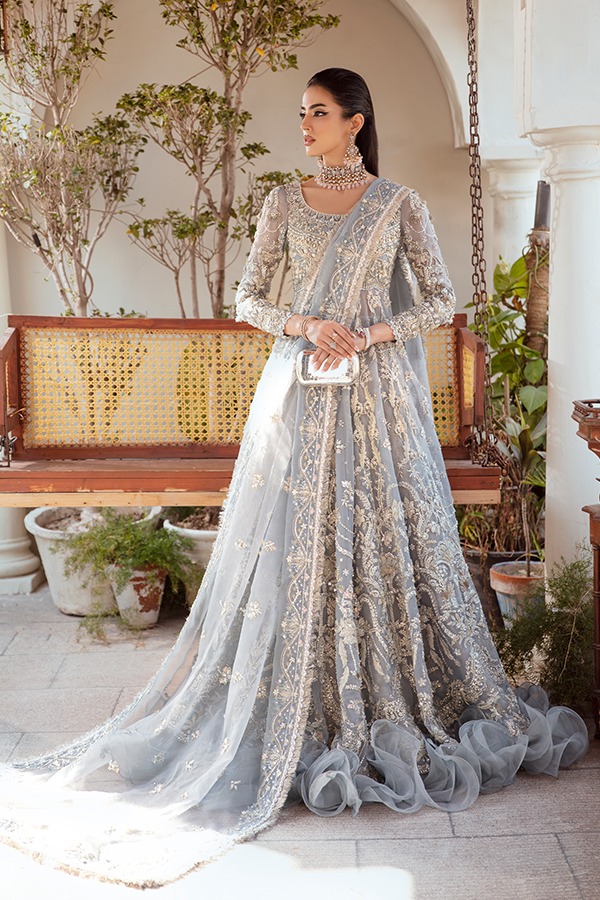 Pakistani Wedding Bridal Blue Gown Lehenga