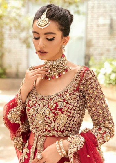 Red Bridal Pakistani Pishwas Lehenga Dress