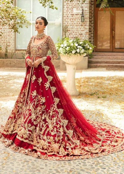 Red Bridal Pakistani Pishwas Lehenga Dress