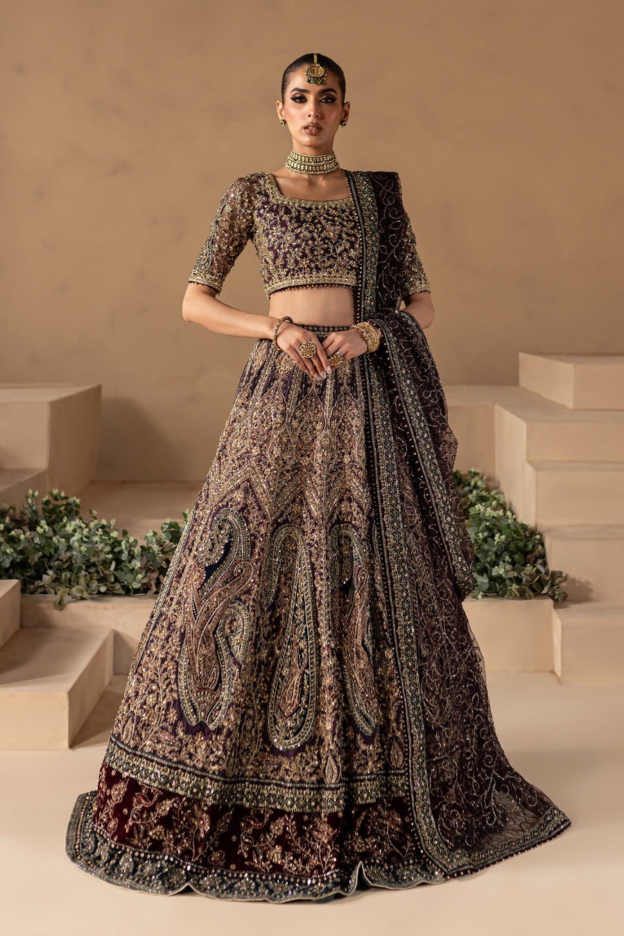 Beautiful Indian Bridal Plum Lehenga Choli