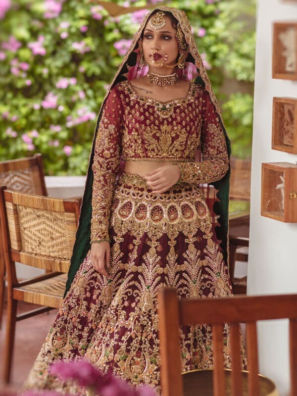 Bridal Deep Blood Red Lehenga Choli