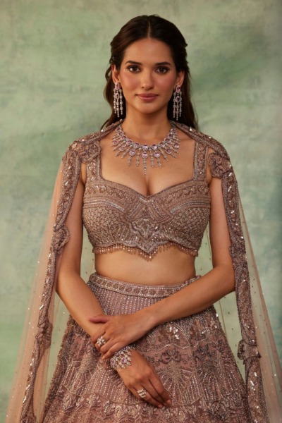 Dusty Pink Lehenga Choli Indian Bridal Dress