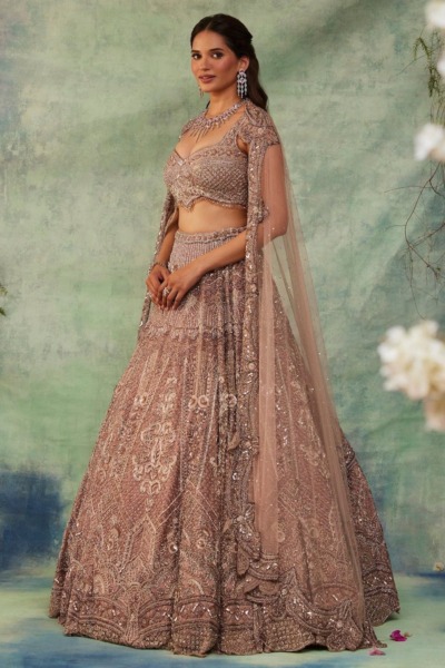 Dusty Pink Lehenga Choli Indian Bridal Dress