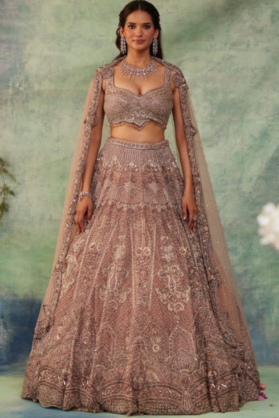 Dusty Pink Lehenga Choli Indian Bridal Dress