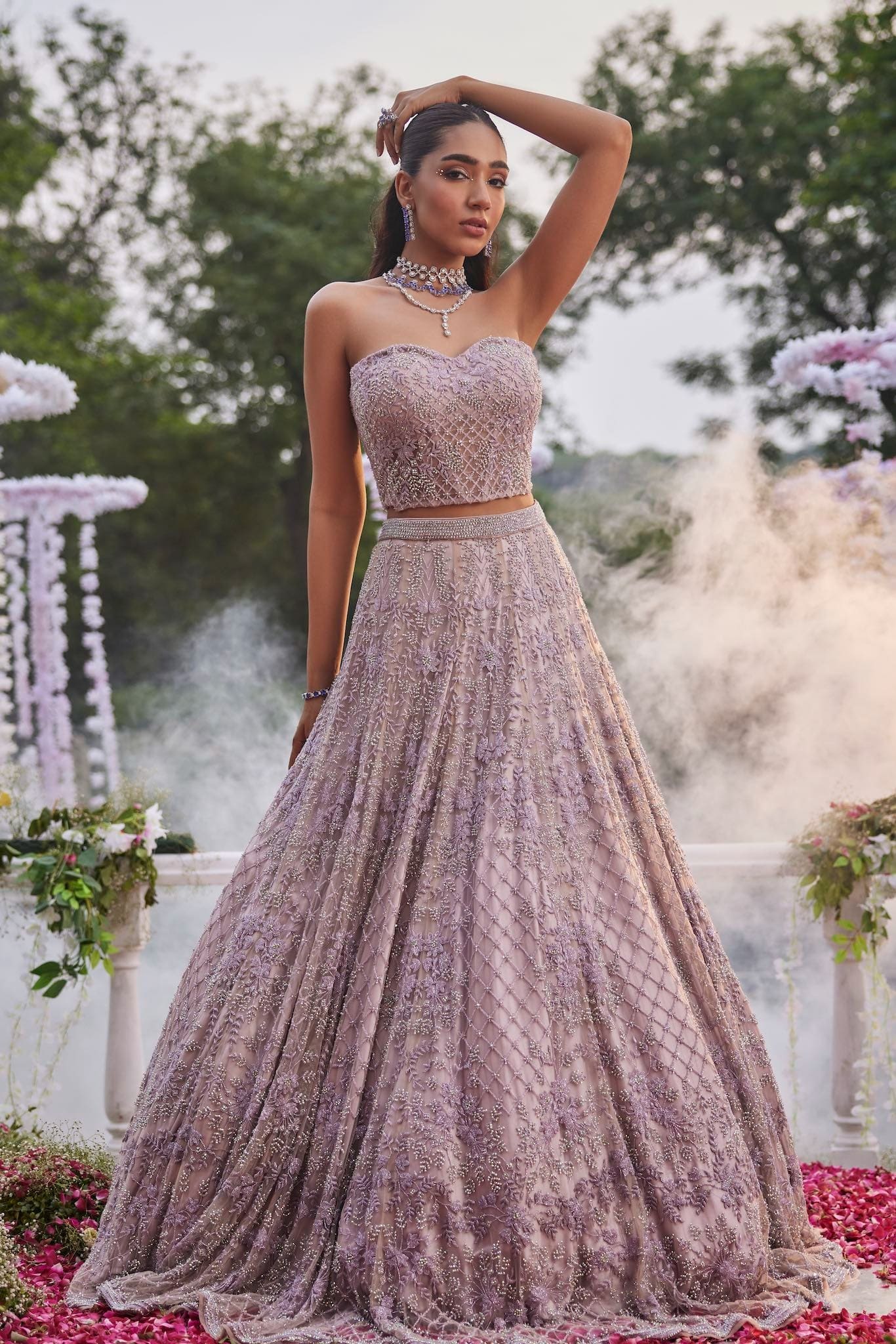 Embellished Indian Bridal Lilac Lehenga Choli