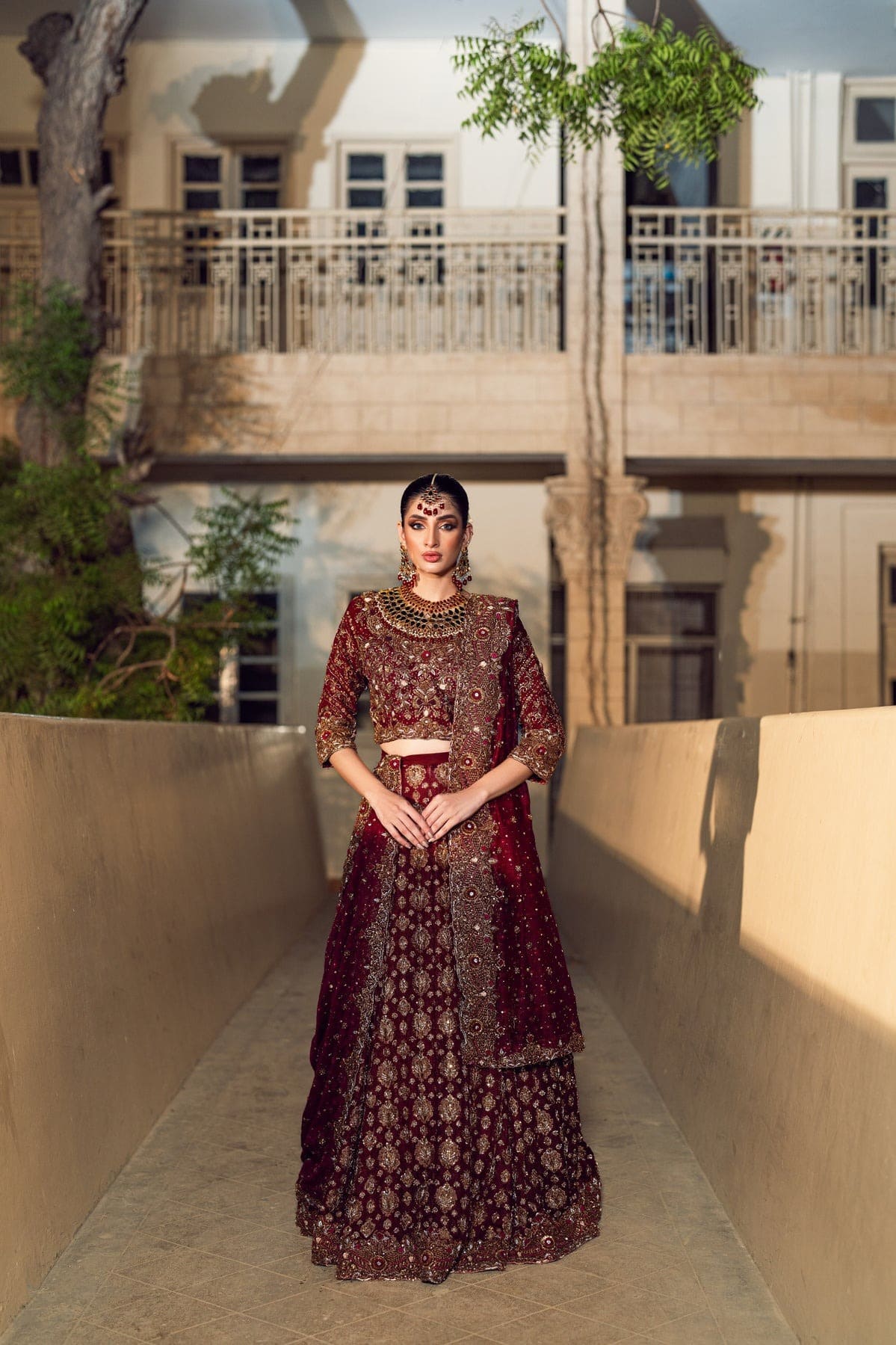 Indian Bridal Maroon Traditional Choli Lehenga