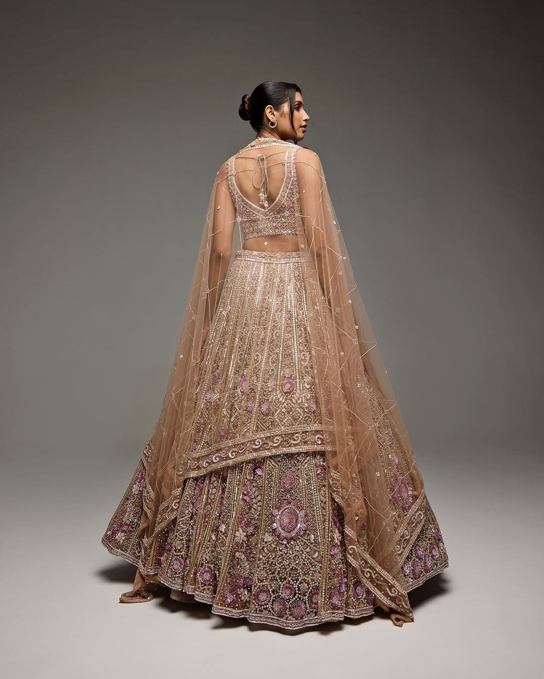 Indian Bridal Mauve Floral Lehenga Choli Wedding Dress