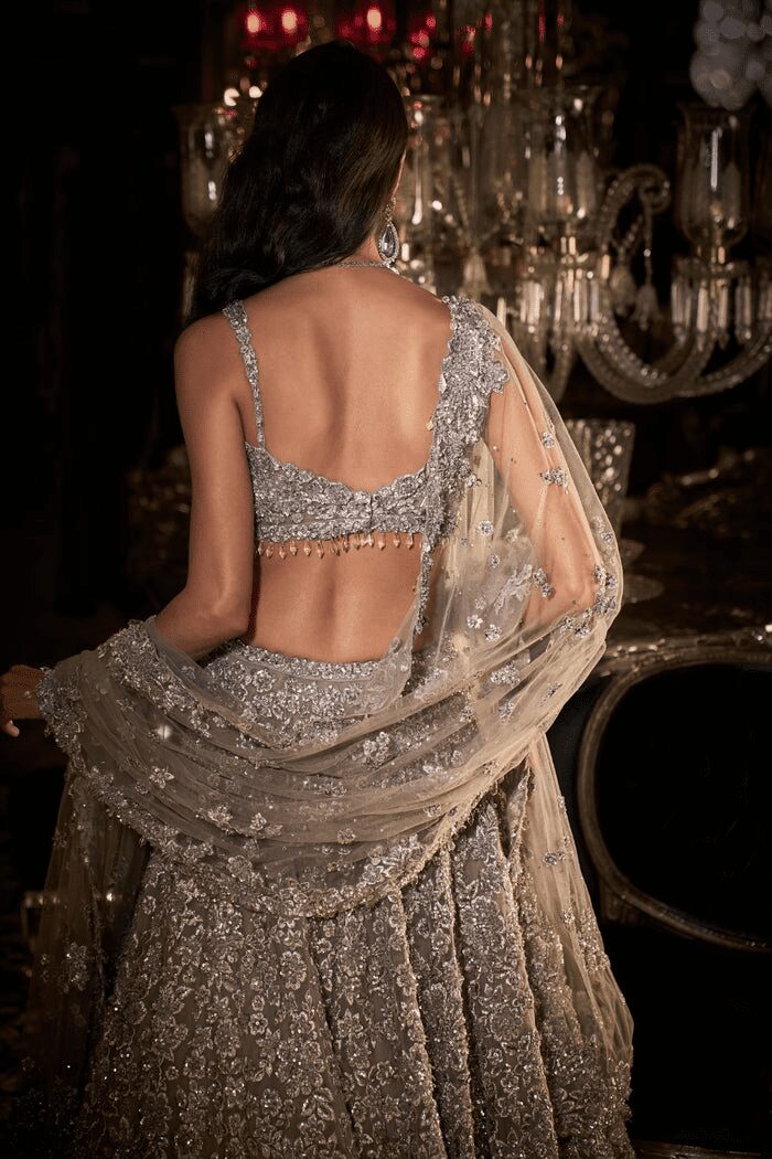 Indian Bridal Steel Grey Lehenga Choli