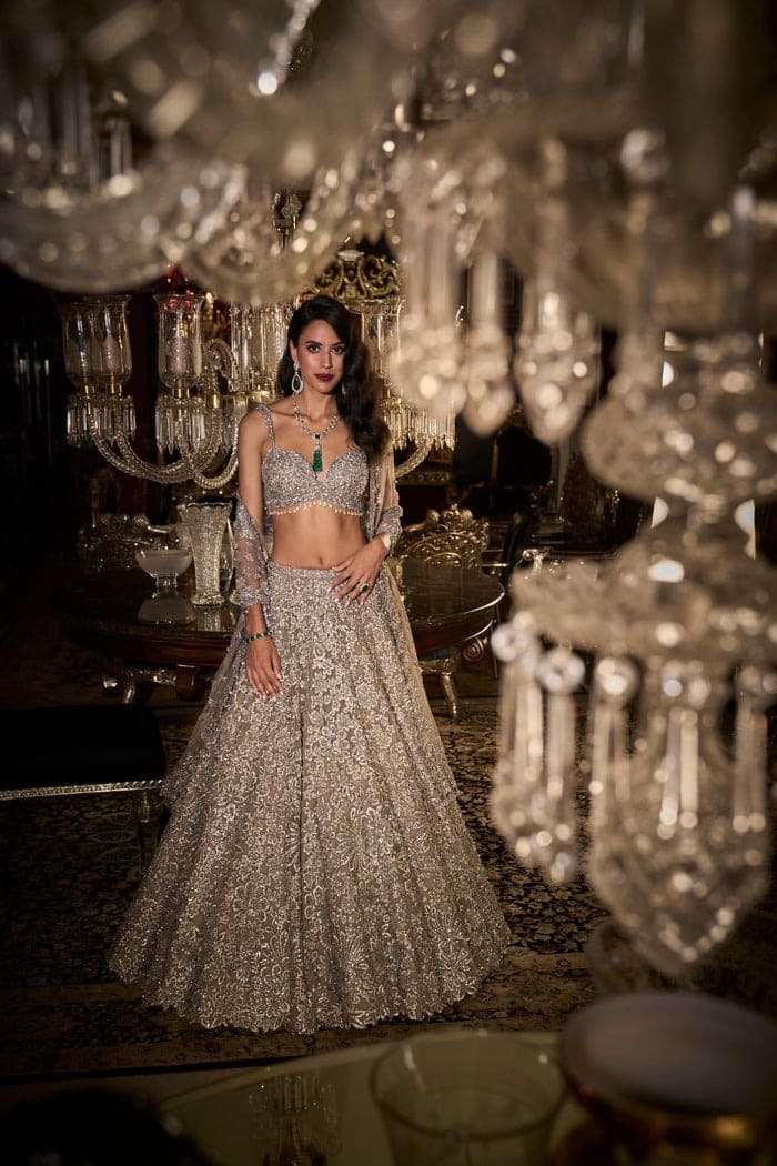 Indian Bridal Steel Grey Lehenga Choli