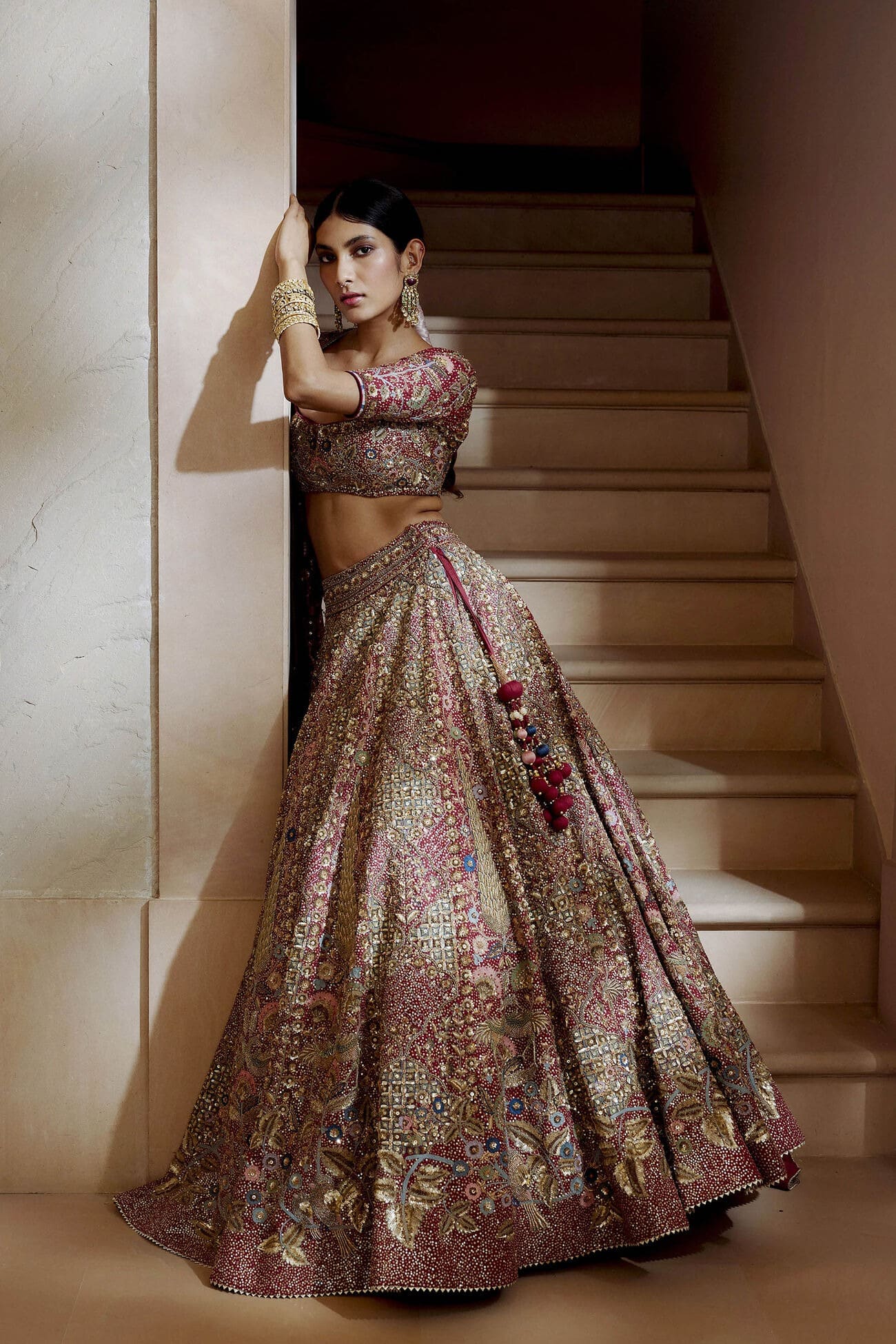 Indian Bridal Wine Red Lehenga Choli