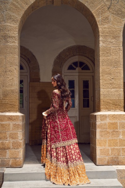 Indian Red Bridal Wedding Lehenga Kameez - Image 3