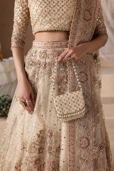 Pearl White Beautiful Bridal Choli Lehenga - Image 4