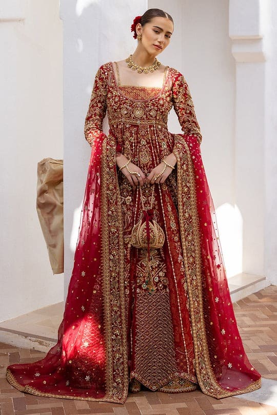 Royal Red Bridal Anarkali Frock Lehenga Wedding outfit