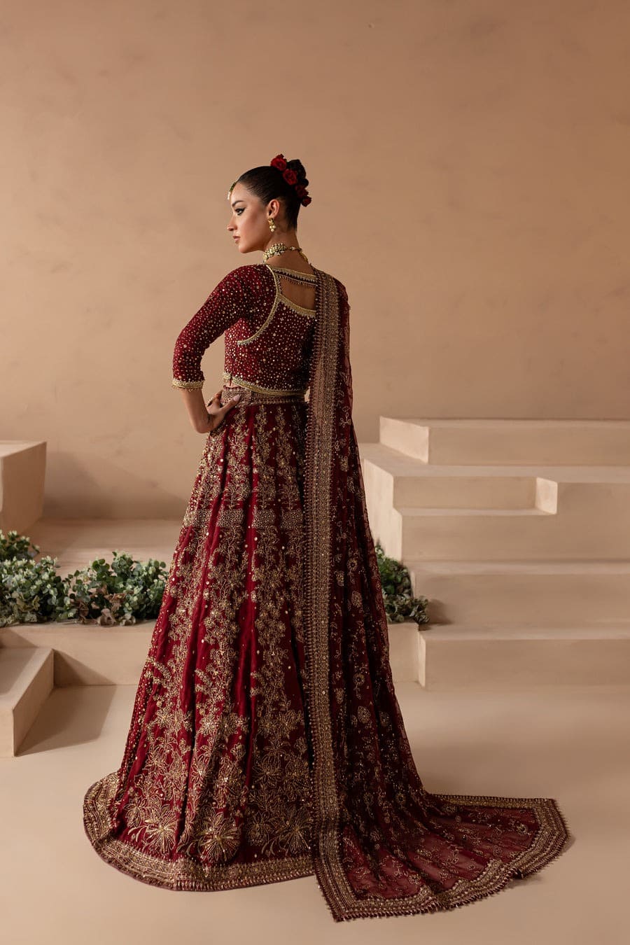 Traditional Bridal Red Anari Choli Lehenga