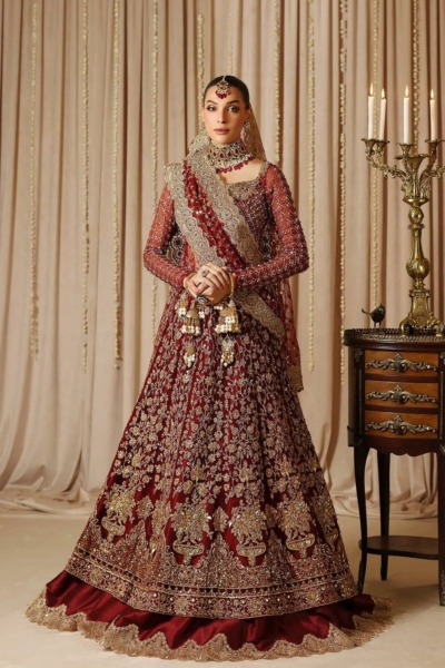 Traditional Bridal Red Pishwas With Lehenga