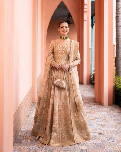 Ivory Gold Pakistani Wedding Pishaw Frock