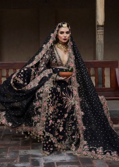 Pakistani Wedding Embellished Black Pishwas Dress - Image 2