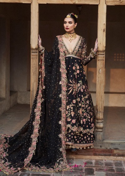 Pakistani Wedding Embellished Black Pishwas Dress