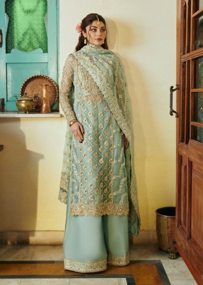 Pakistani Wedding Sea Green Long Shirt - Image 5