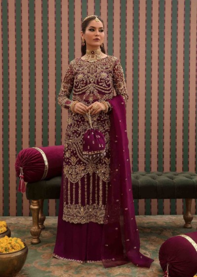 Plum Kameez Trousers Pakistani Wedding Dress