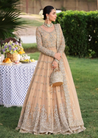 Elegant Pakistani Bridal Lehenga Pishwas Frock - Image 4