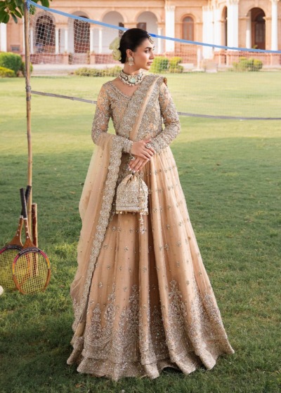 Elegant Pakistani Bridal Lehenga Pishwas Frock