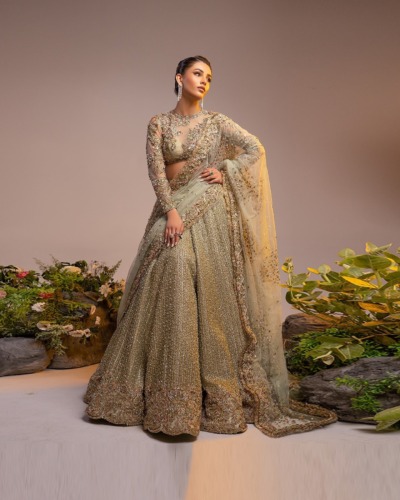 Indian Bridal Ivory Gold Lehenga Choli