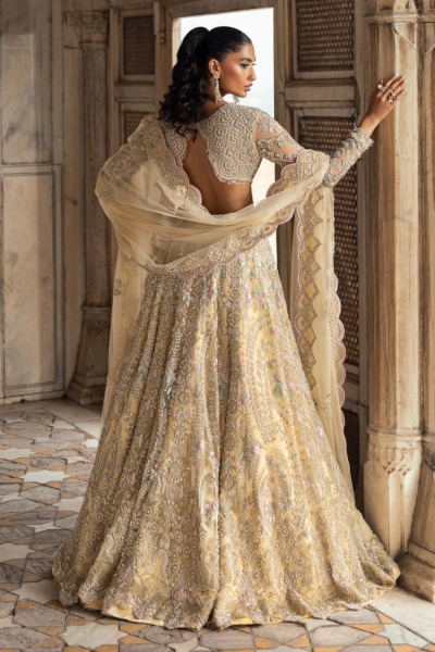 Traditional Bridal Lehenga Choli in Soft-Yellow - Image 2