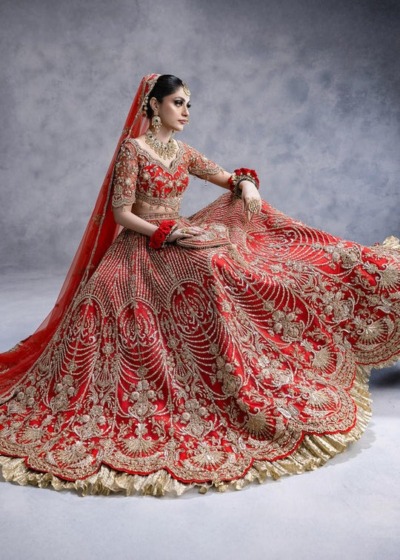 Brunt Red Bridal Lehenga Choli with Dupatta 