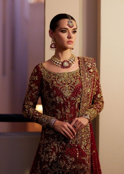 Classic Red Wedding Gharara Pakistani Bridal Outfit - Image 8