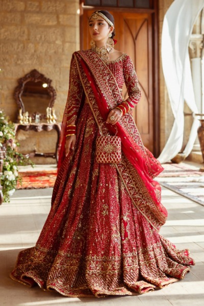 Crimson Red Bridal Lehenga Choli with Dupatta