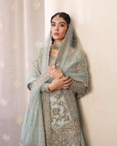 Elegant Ice Blue Sharara Suit for Pakistani Wedding - Image 4