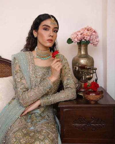 Elegant Ice Blue Sharara Suit for Pakistani Wedding - Image 7