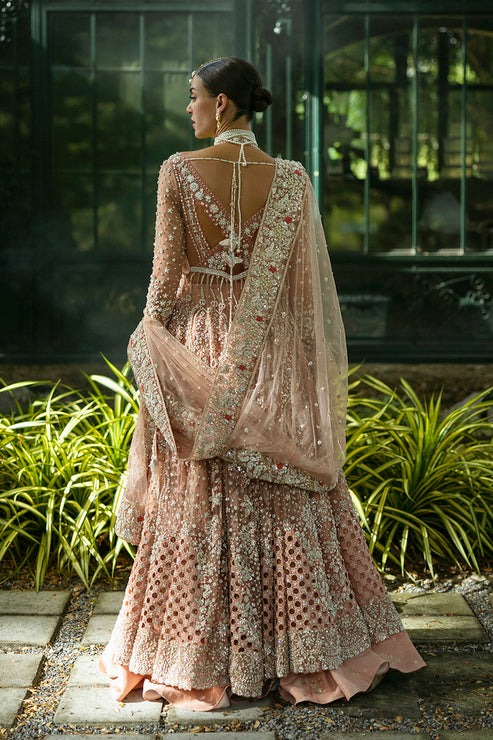 Elegant Peach Indian Bridal Lehenga Kameez