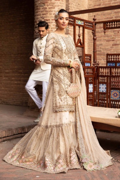 Pakistani Nikkah Kameez Gharara Wedding Outfit - Image 4