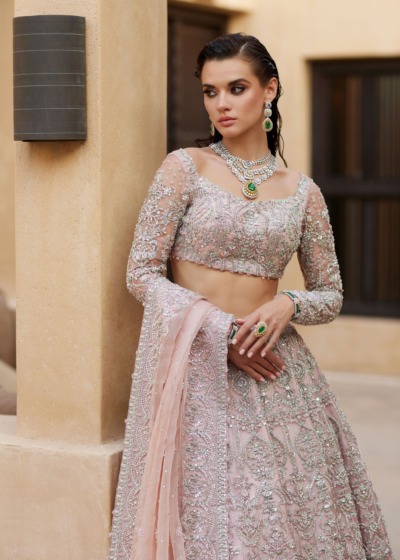 Pink Bridal Lehenga Choli Dress with Matching Dupatta