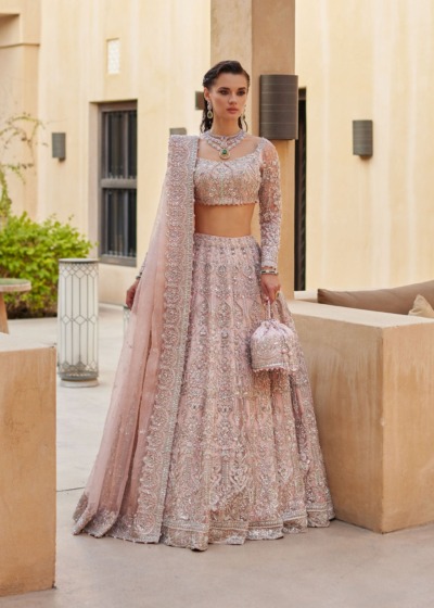 Pink Bridal Lehenga Choli Dress with Matching Dupatta