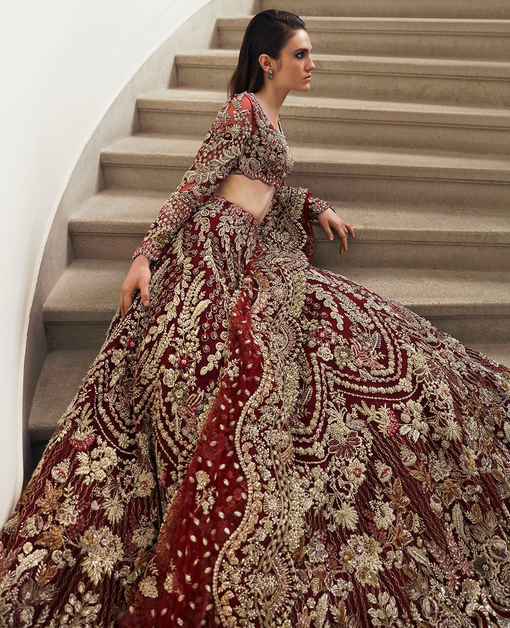 Indian Bridal Lehenga Choli in Red