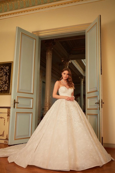 White Princess-Style Embellished Bridal Gown