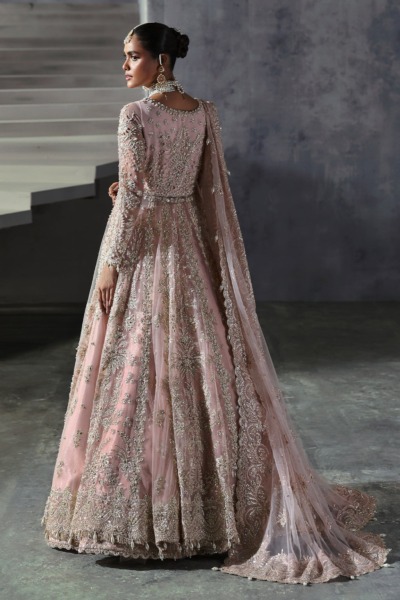 Elegant Powder Pink Pishwas Pakistani Bridal Wear - Image 2