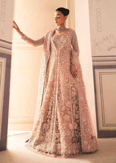 Tea Pink Gown Lehenga Style Pakistani Bridal Wear